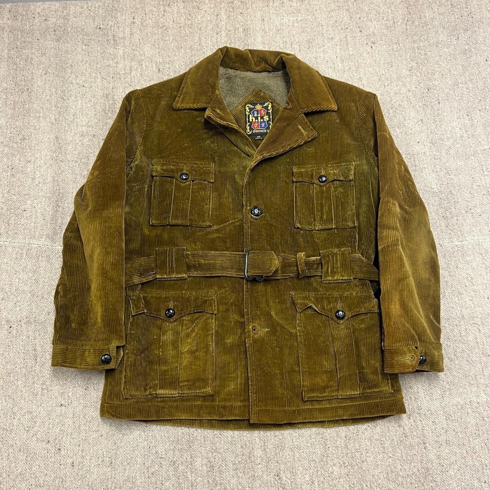 Vintage His Corduroy Belted Coat Mens 40 Brown 1970s Lined USA